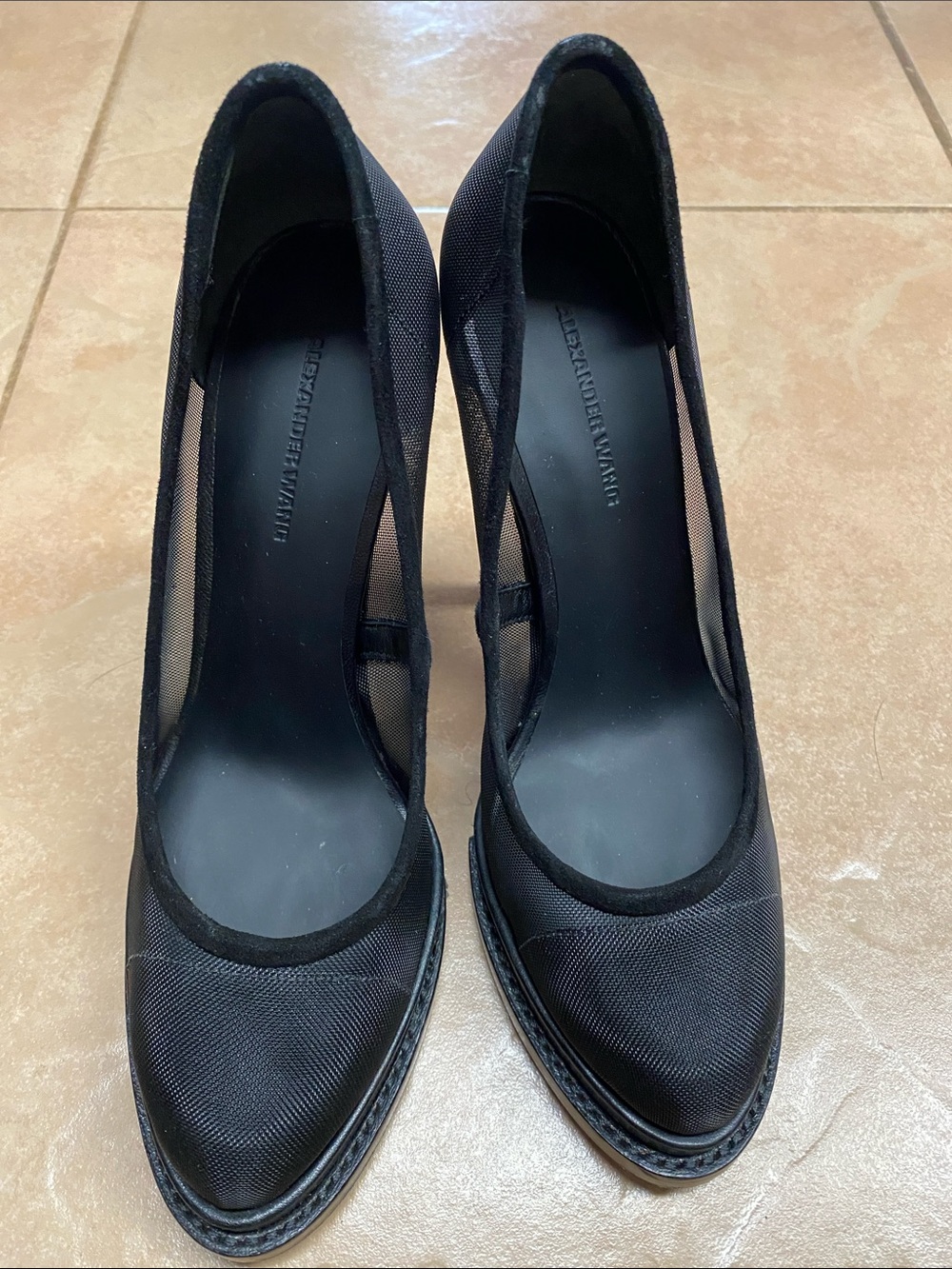 Alexander Wang Black Mesh Pointed Pumps with Sheer Sides